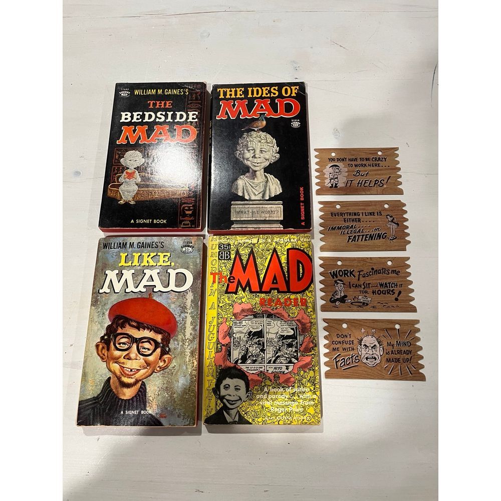 Vintage Mad magazine books & funny plaques‎